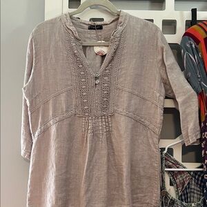 Women's Beige Linen Top